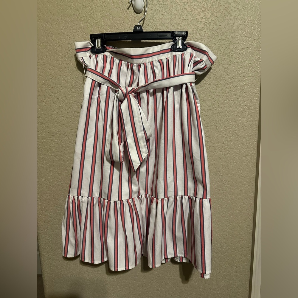 Draper James Pink and White Striped Midi Skirt